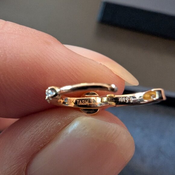 **SOLD**Single Short Opal Spike Diamond Eternity Hoop Earring Rose Gold - Picture 5 of 8